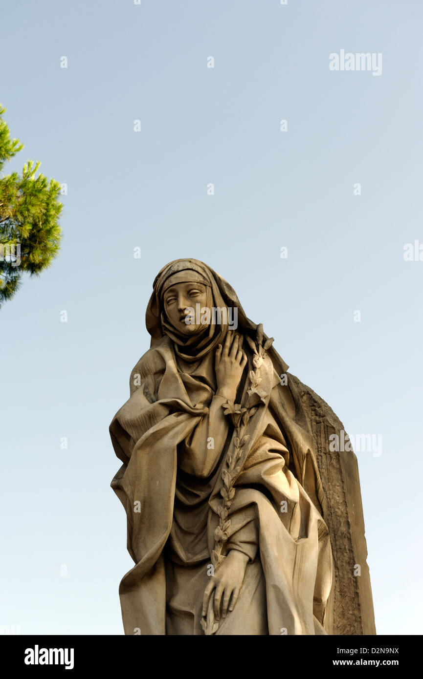 Rome. Italy. The sculpture statue of Saint Catherine of Siena near the