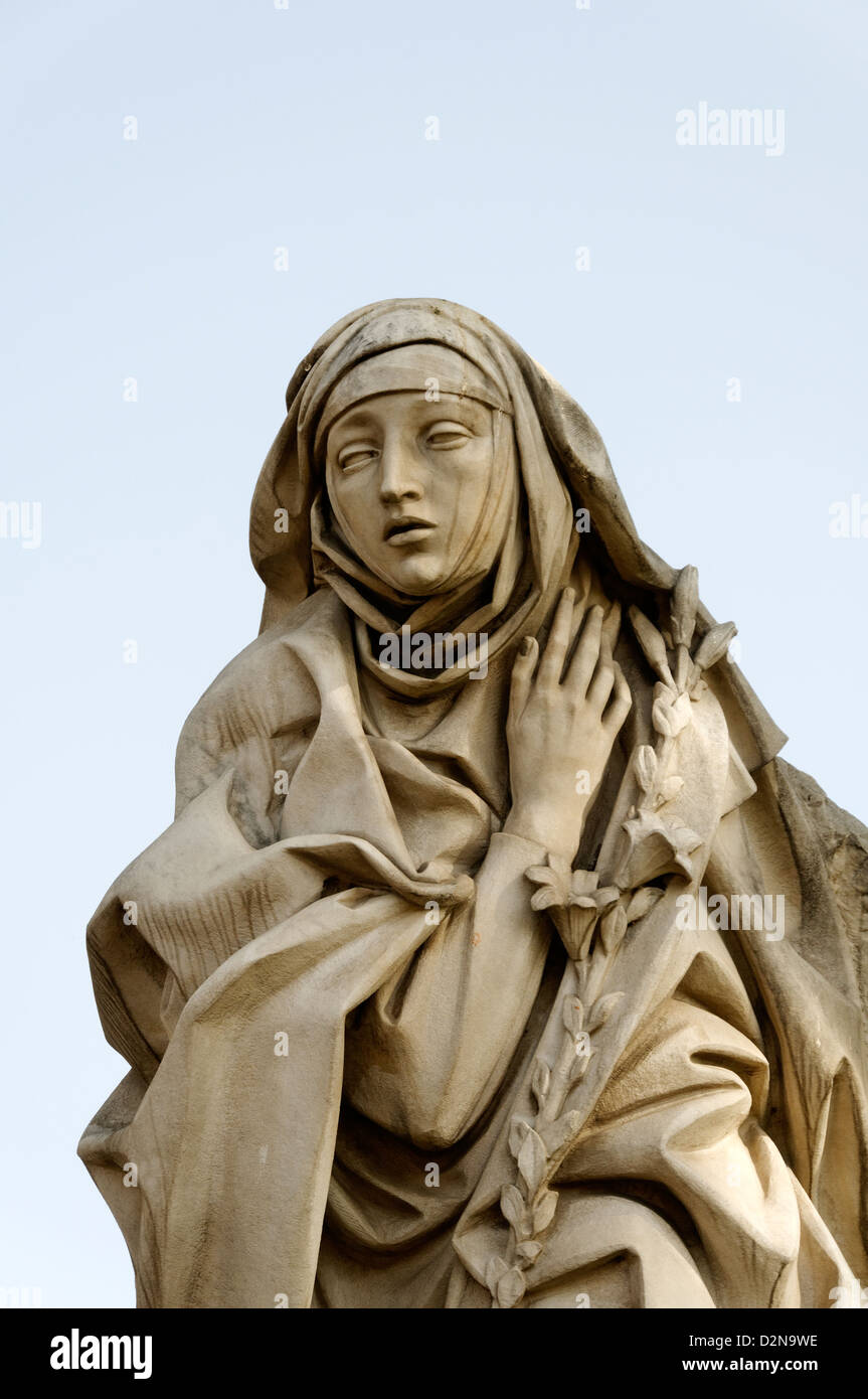 Rome. Italy. The sculpture statue of Saint Catherine of Siena near the