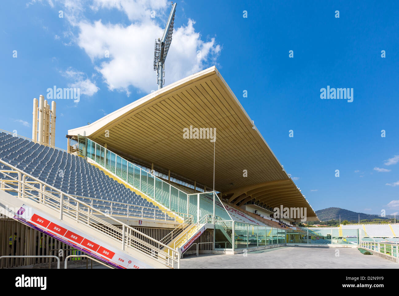 Italy, Florence, the main stand of the Artemio Franchi football stadium ...