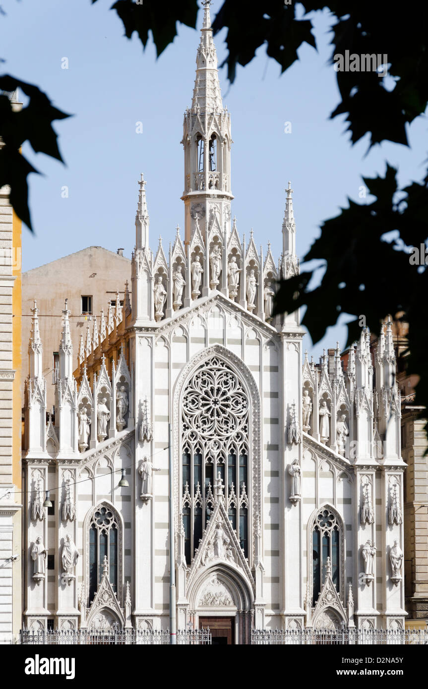 Rome. Italy. The gothic style Chiesa Sacro Cuore del Suffragio located along the Tiber River Stock Photo