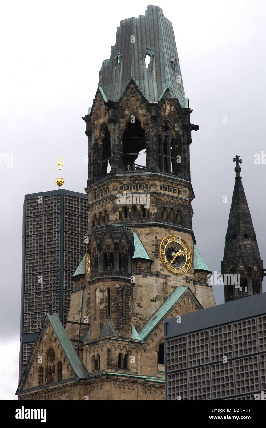 Germany. Berlin. Kaiser Wilhelm Memorial Church. 1891-1895. Built by Franz Heinrich Schwechten (1841-1924). Stock Photo
