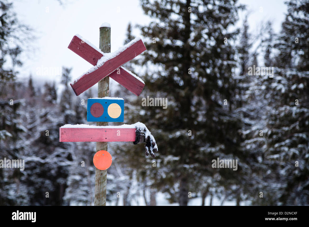 Cross Country Ski Trail Marker, Sweden Stock Photo Alamy
