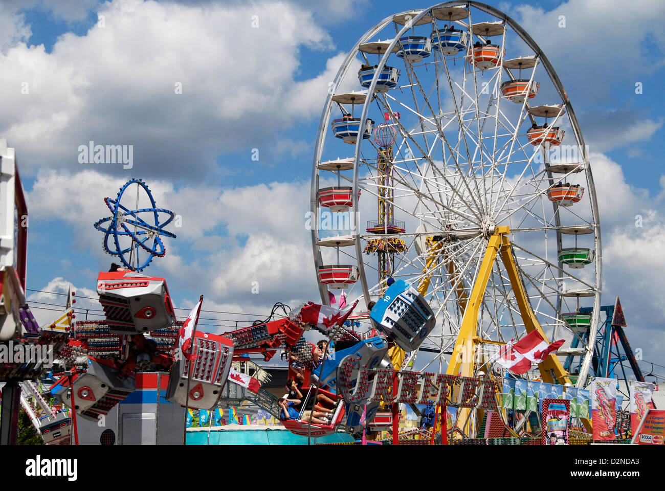 The midway and rides at the Canadian National Exhibition in Toronto Ontario Canada Stock Photo