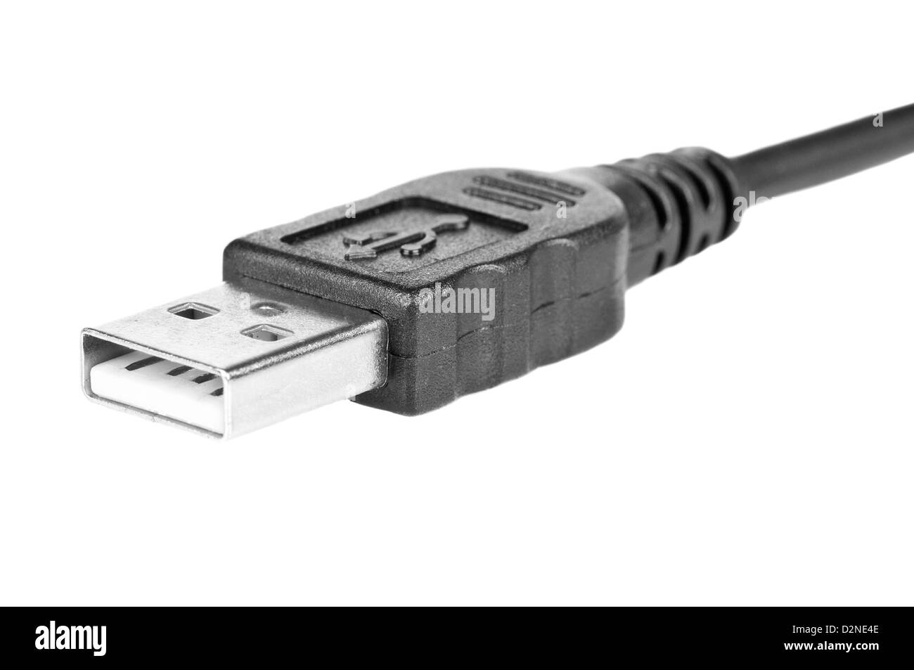 Close up shot of a usb cable on white background Stock Photo