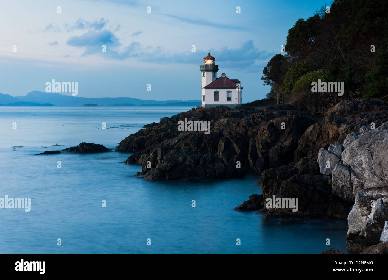 Lime Kiln Point is a 36-acre day-use park set on the west side of San Juan Island. One of the best places to view whales. Stock Photo