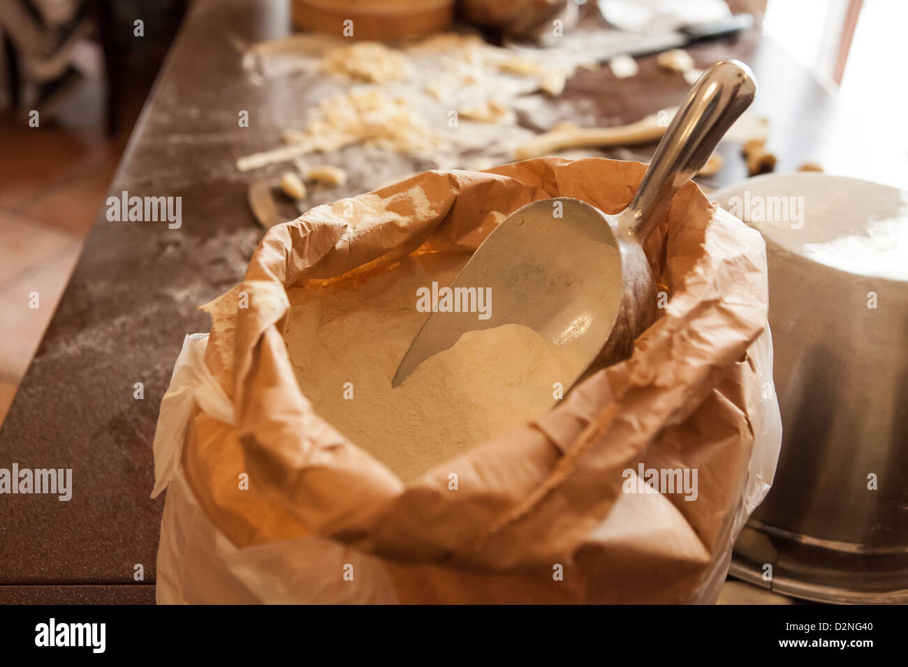 A sack of 00 grade flour for pasta making Stock Photo Alamy