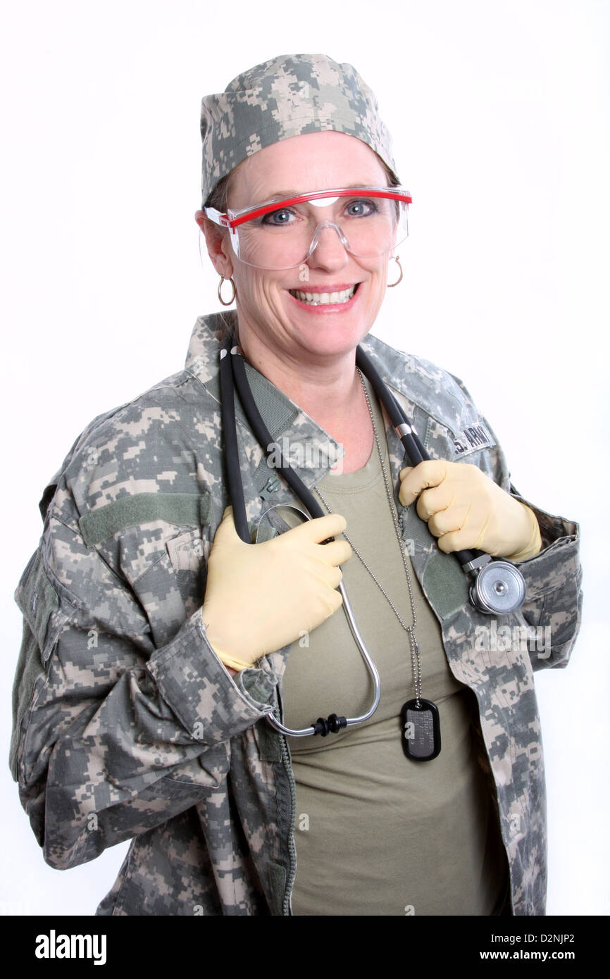 A military doctor with a stethoscope Stock Photo - Alamy