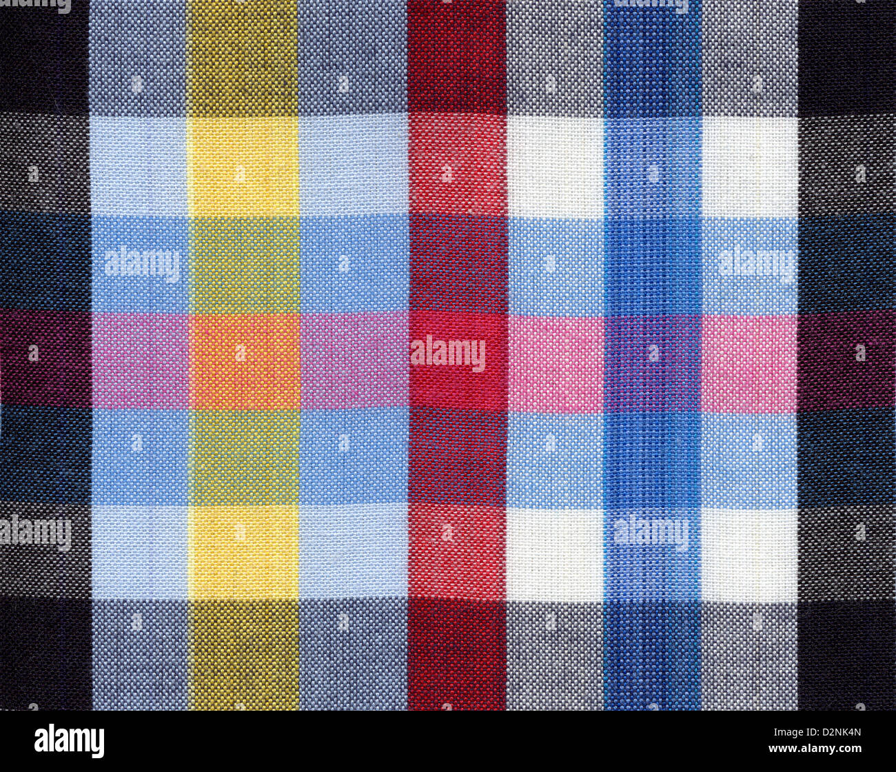 Blue, red, black and yellow square fabric pattern background Stock ...