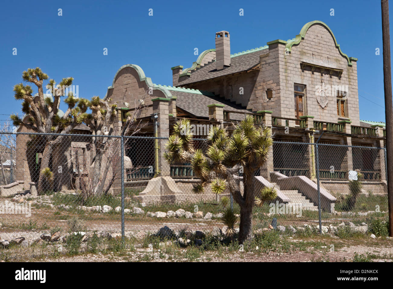 Railroad depot in the ghost town of Rhyolite, Nevada. Stock Photo