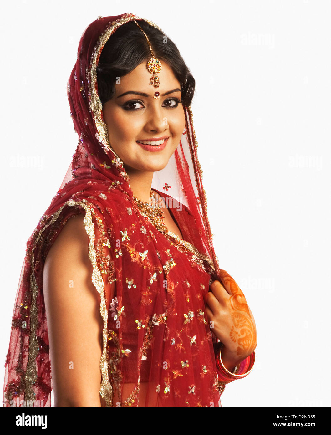 Portrait of a bride in a traditional wedding dress Stock Photo