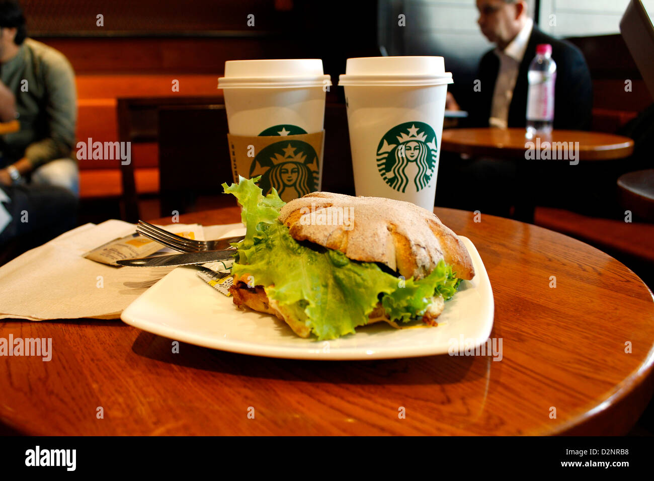 starbucks coffee with star sandwich at Starbucks Mumbai Stock Photo Alamy