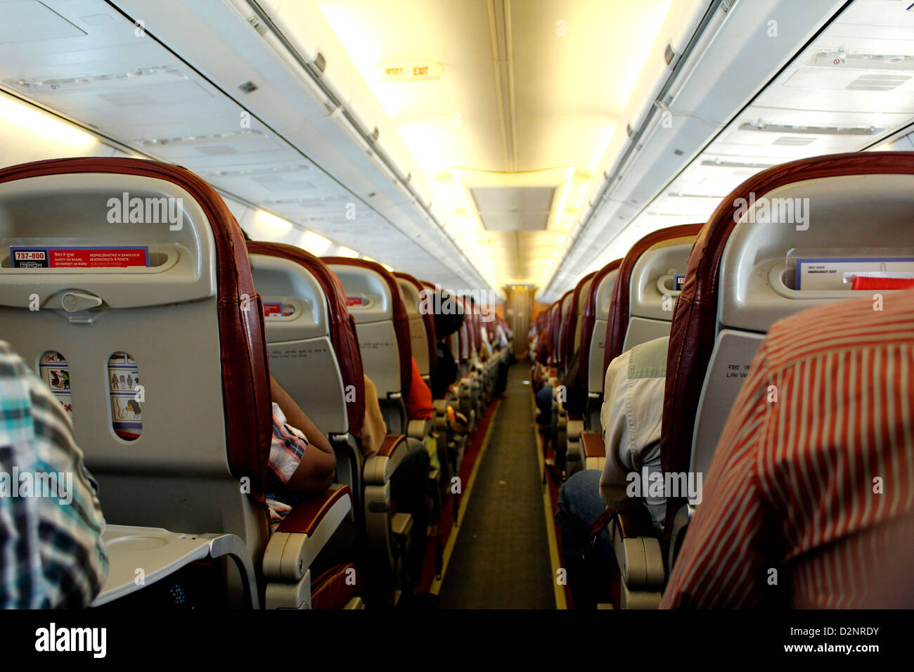 Inside an aircraft; air india express. Stock Photo