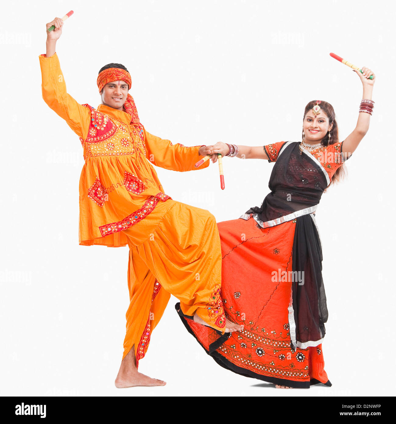 Woman performing dandiya raas navratri Cut Out Stock Images & Pictures ...
