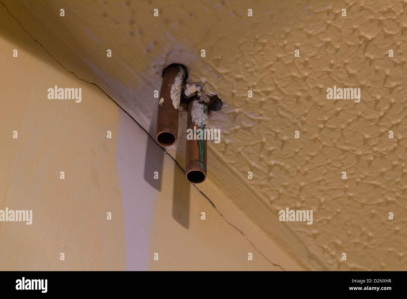 copper piping from old central heating Stock Photo Alamy