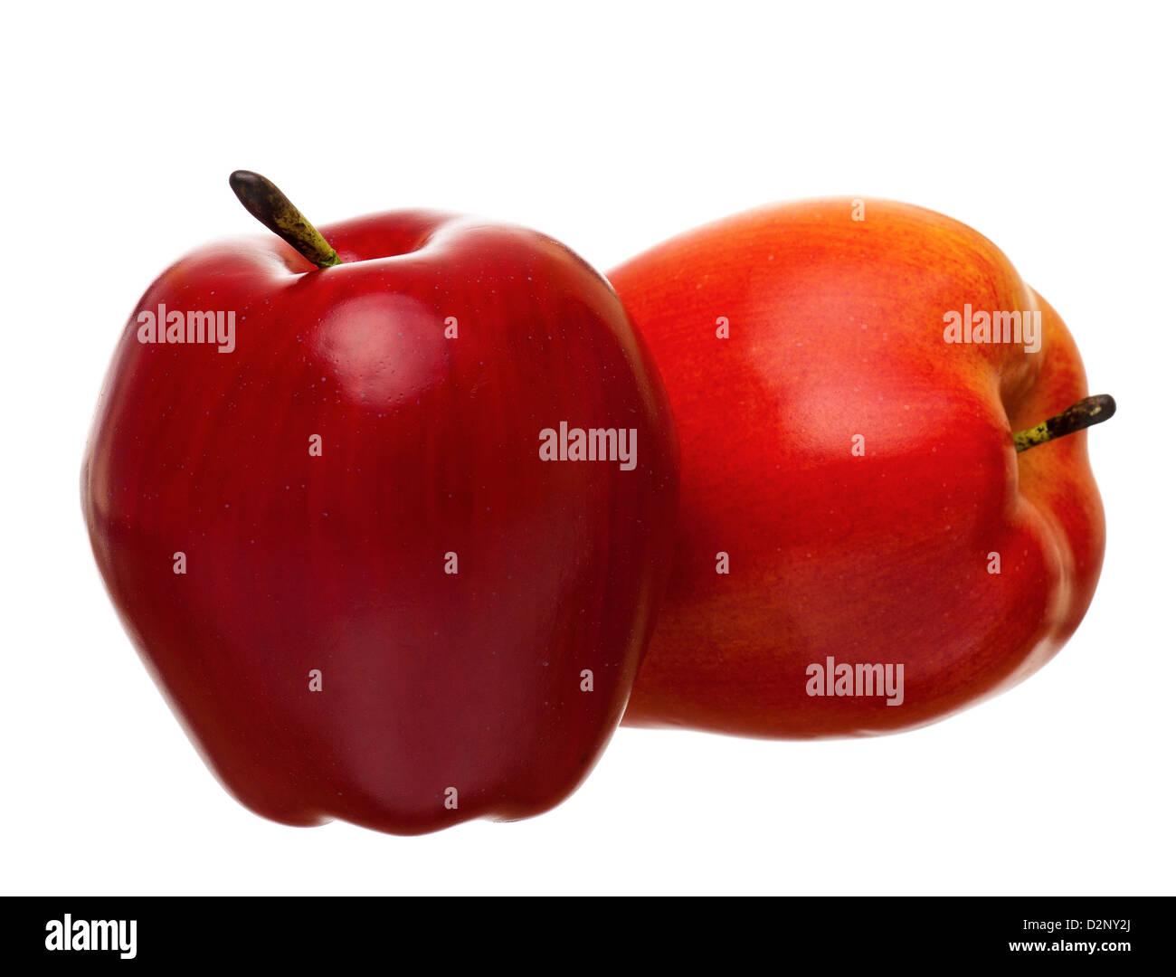 Artificial red and orange apples, isolated on white background Stock Photo