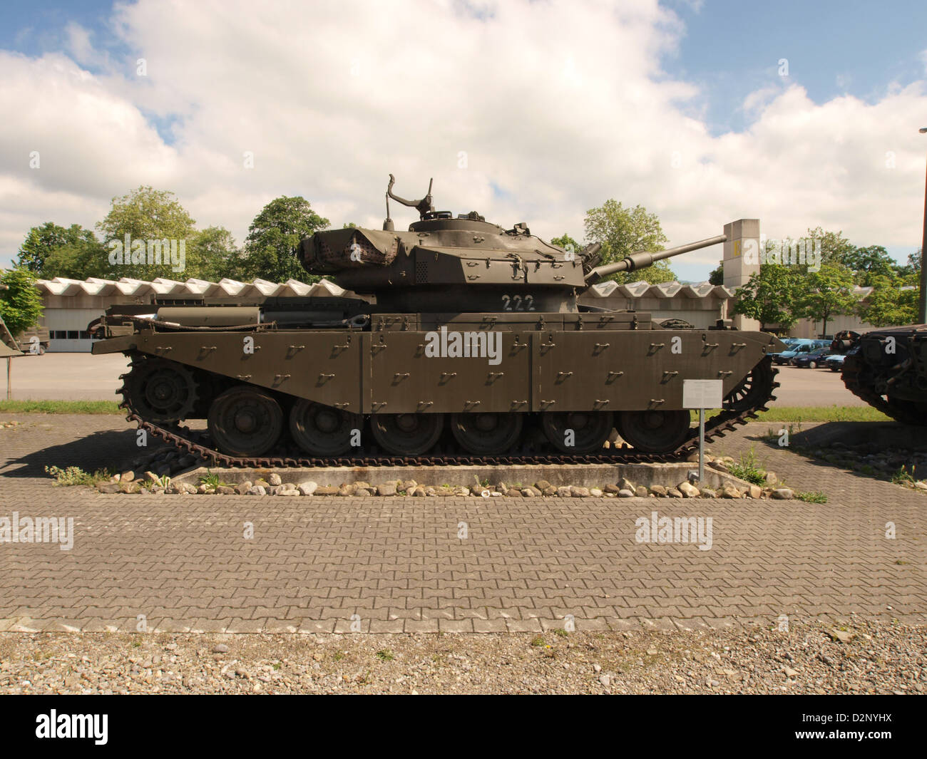 The Centurion Mk VII, also known as Panzer 57, is a British main battle tank used extensively post-World War II. Known for its versatility and powerful 105mm gun, it played a significant role in numerous conflicts, including the Suez Crisis and the Six-Day War. Stock Photo