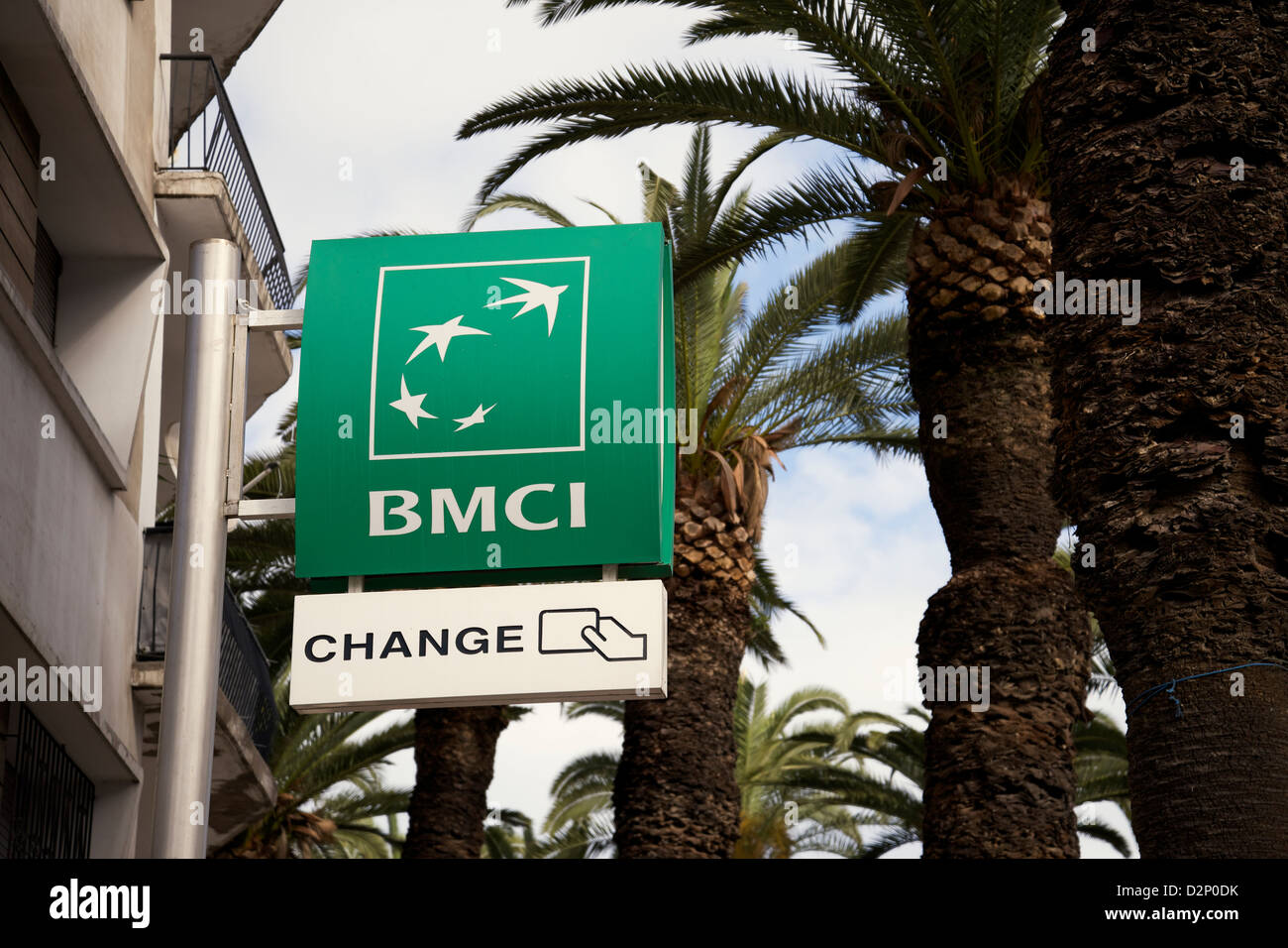 Sign outside BMCI bank building in Casablanca, Morocco. BMCI is part of BNP Paribas Stock Photo