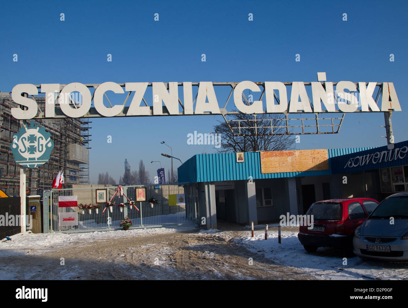 Gates of Gdansk Shipyard the birthplace of Solidarity Stock Photo