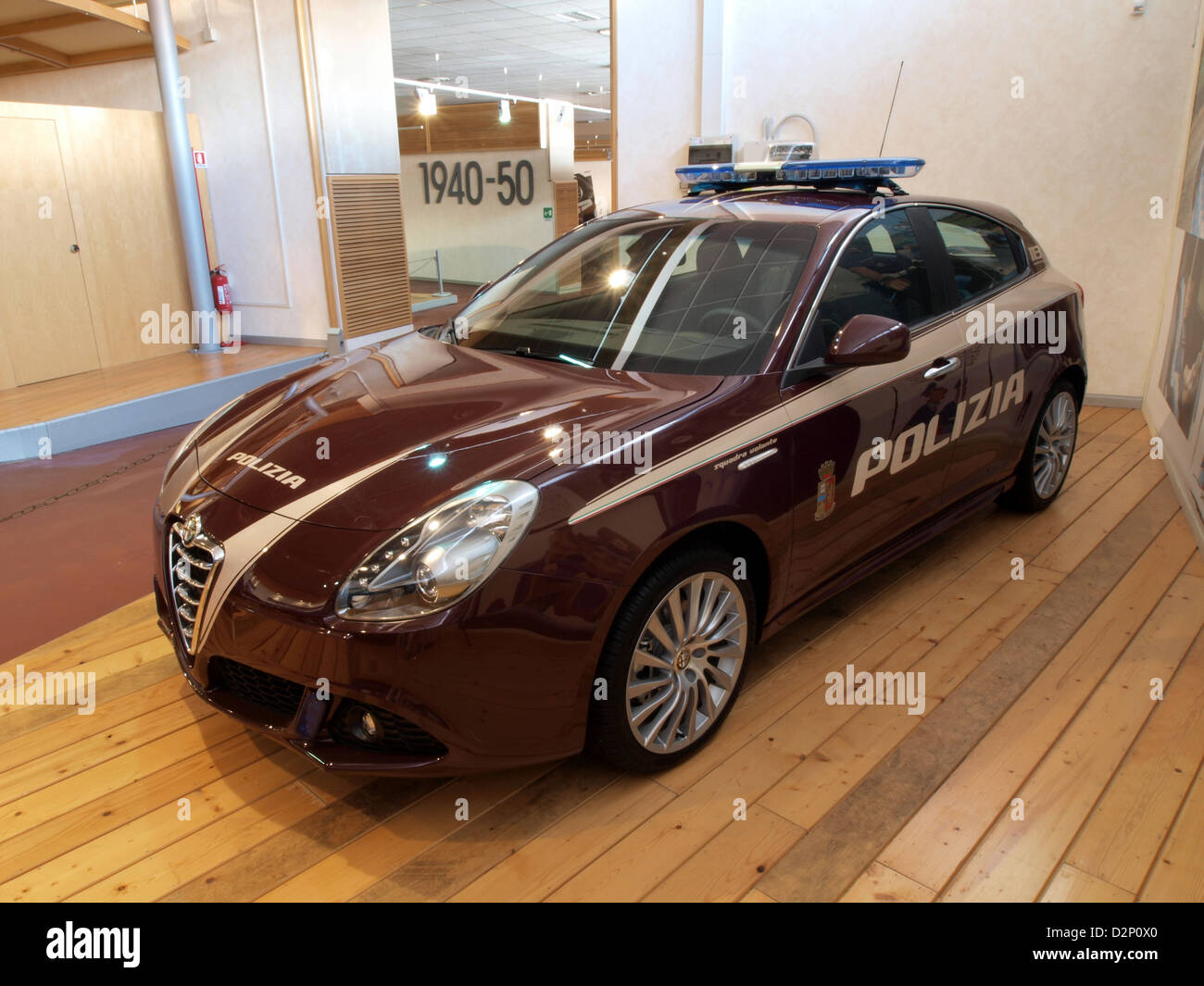 Red Alfa Romeo Italian Police car Stock Photo