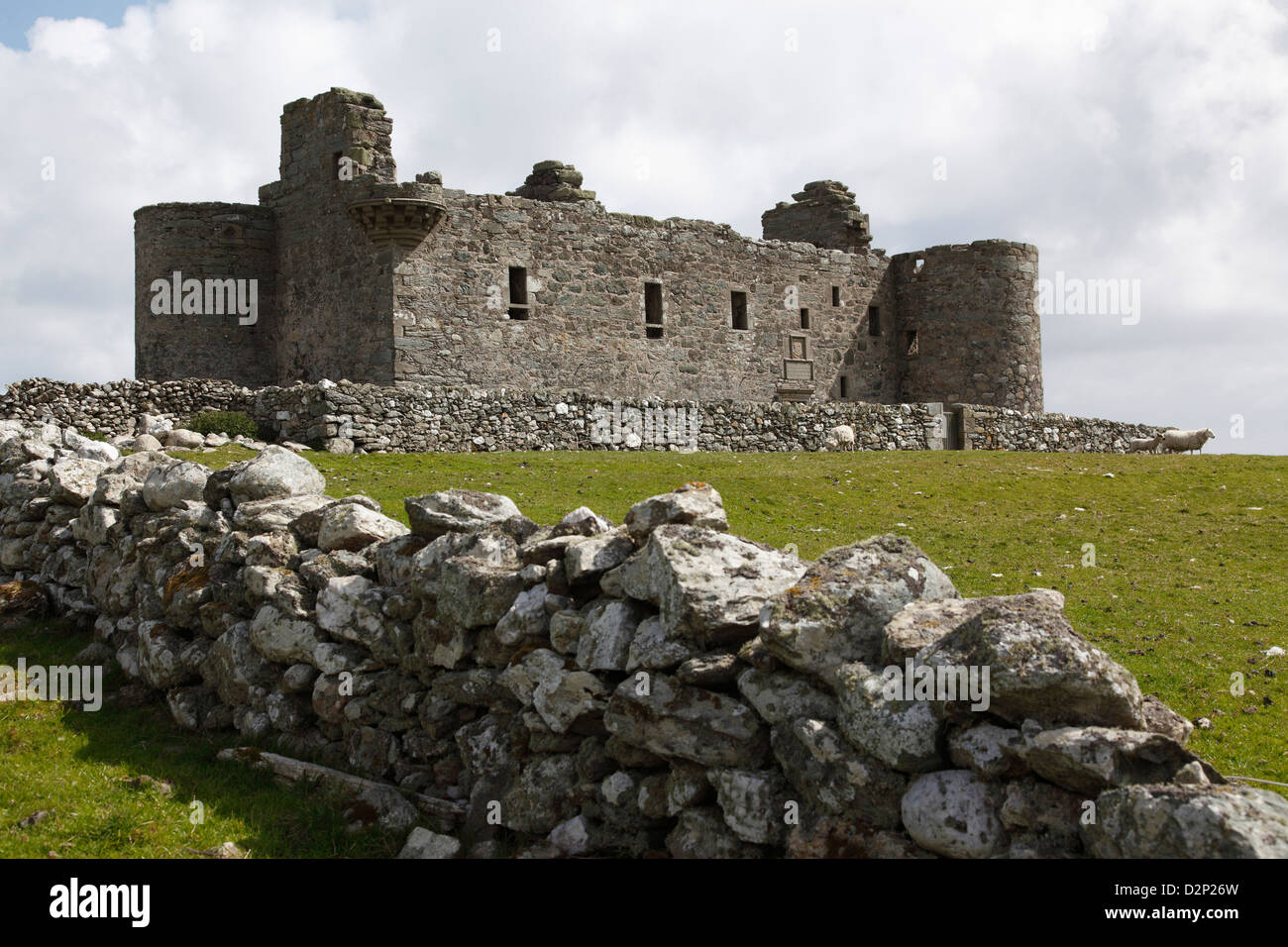Muness Castle. ruins of the most northerly castle in British Isles, on the island of Unst. Stock Photo