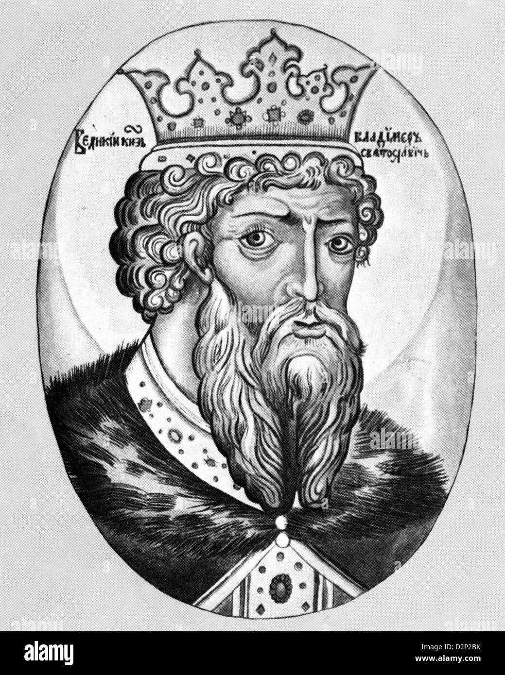 ST. VLADIMIR THE GREAT (c 958-1015) Grand Prince of Kiev in a 17th century illustration Stock Photo