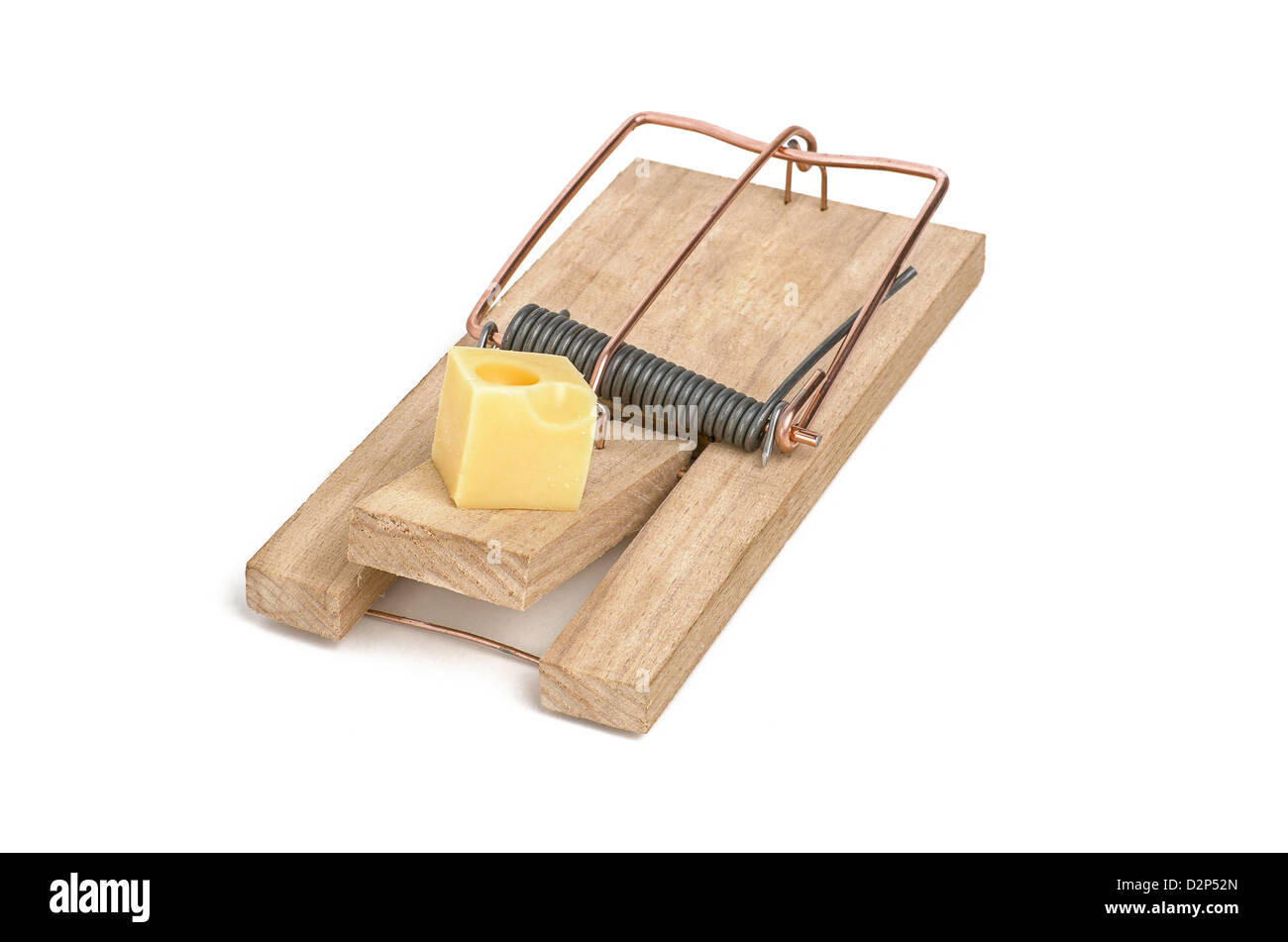 loaded mousetrap with cheese as bait Stock Photo