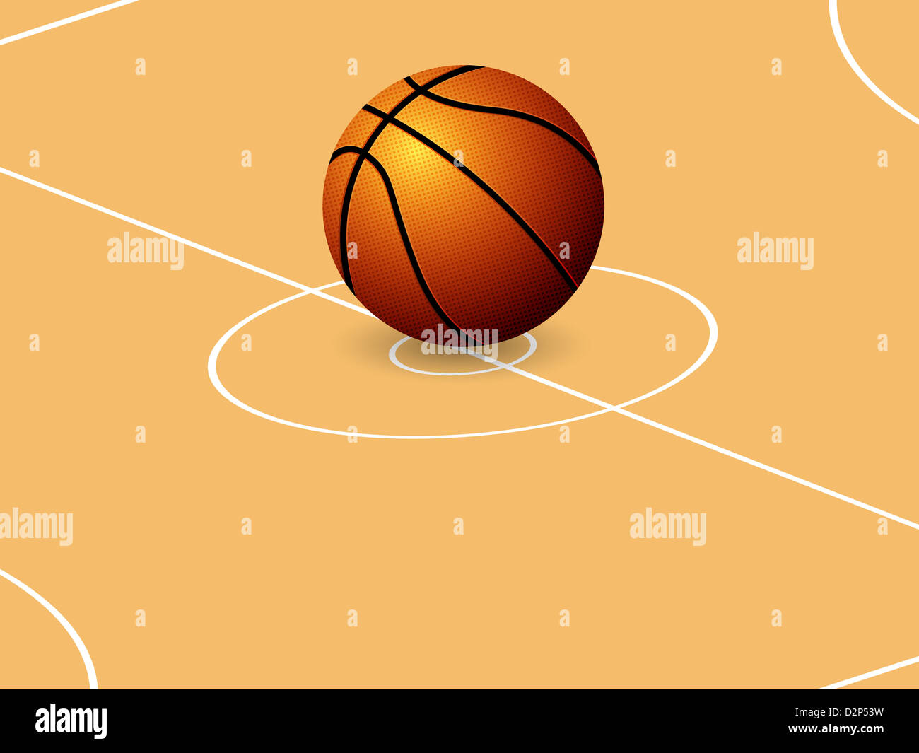 Basketball ball on court background. Vector illustration Stock Photo