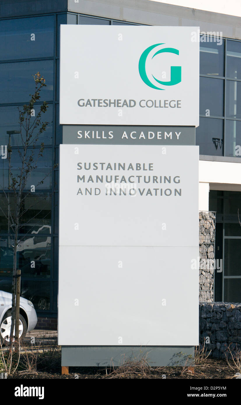 Sign outside Gateshead Skills Academy for Manufacturing and Innovation Washington England UK Stock Photo