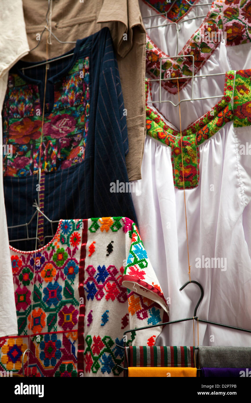Stall selling Clothing at Mercado Artesanias in Oaxaca - Mexico Stock ...