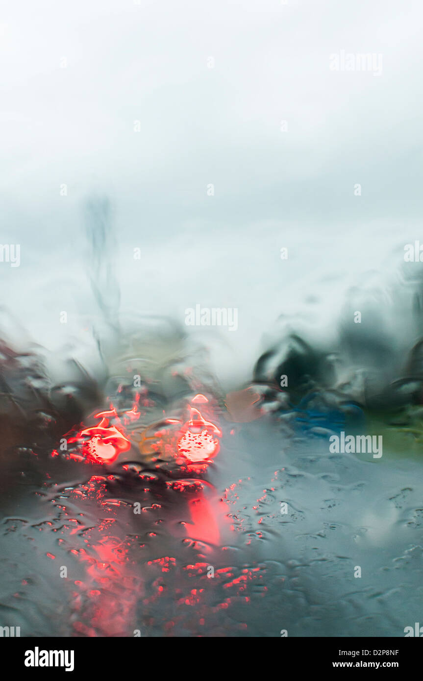 car windscreen wet weather poor driving conditions lancashire england uk europe driving poor