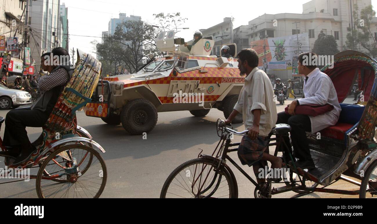 Bangladesh Ripot Rashad Jan. 30, 2013 - Dhaka, Bangladesh - Dhaka Bangladesh- Police riot car ...