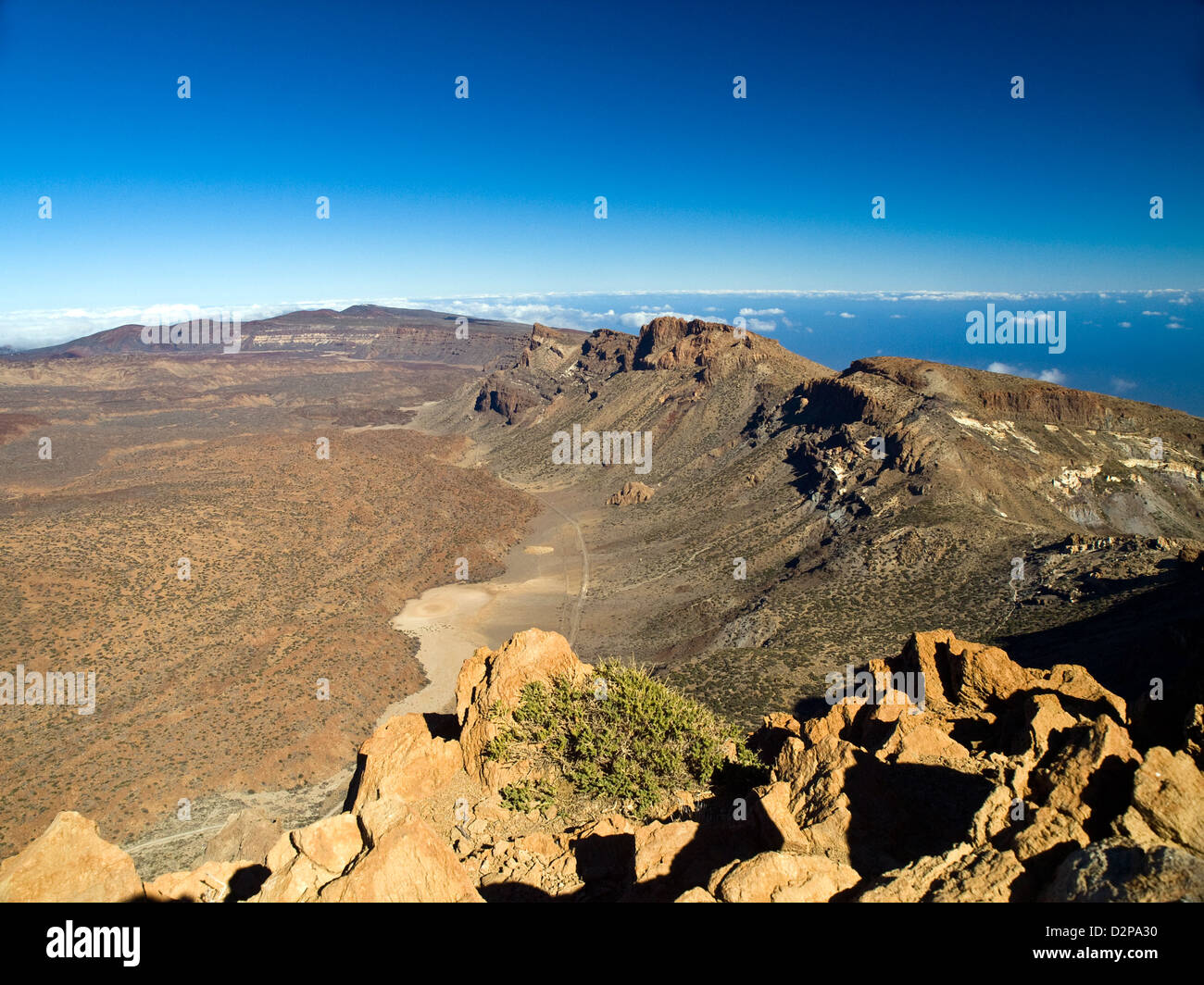 the southern rim of Tenerife's giant volcanic crater, Canary Islands, Spain Stock Photo