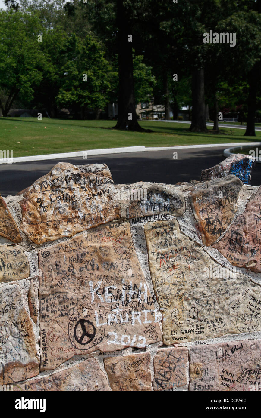 graffiti on Wall outside Graceland Elvis Presley home Memphis Tennessee