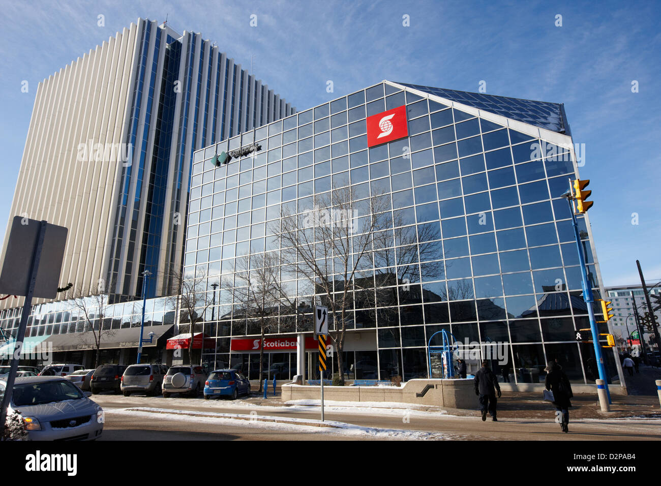 scotiabank scotia centre office towers and shopping mall Saskatoon Saskatchewan Canada Stock