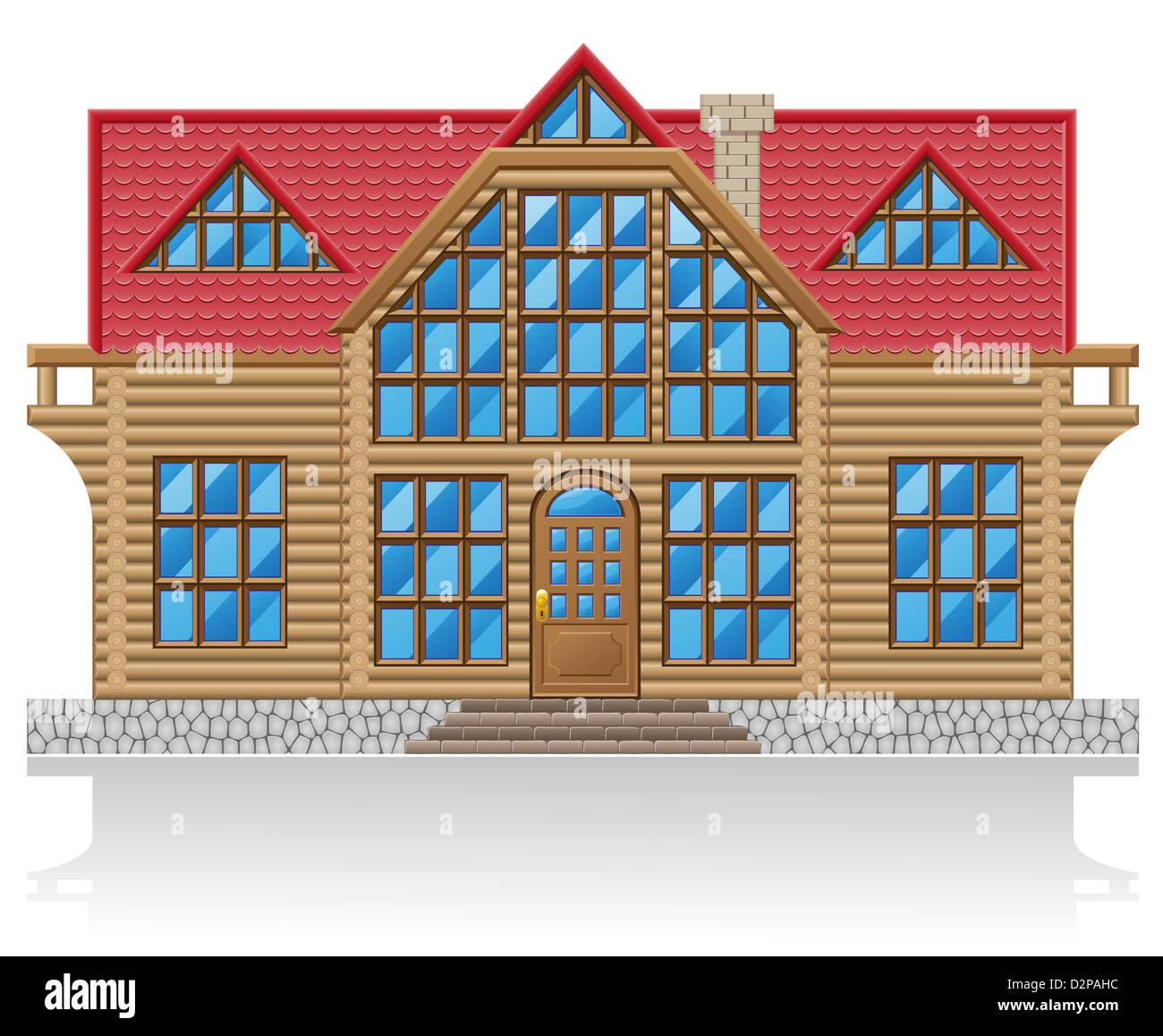 wooden house illustration isolated on white background Stock Photo - Alamy