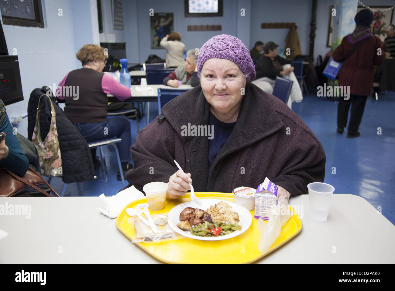 Dining Room Serving Lunch At A Senior Center On The Lower East Side Of 
