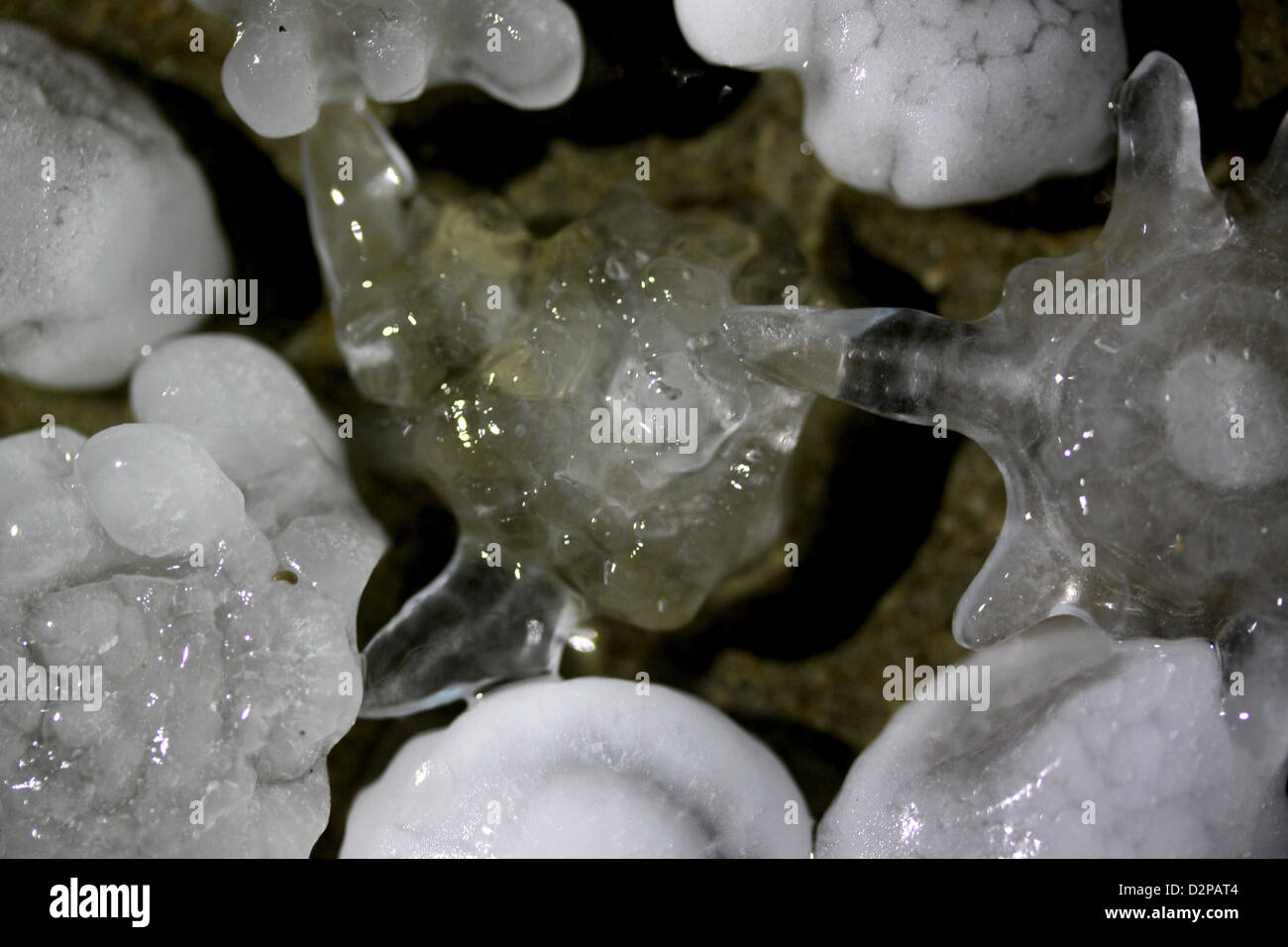 Large hail stone quarter size ice storm Stock Photo