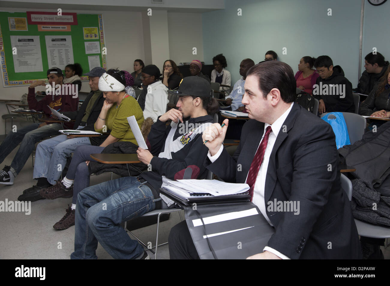 Job Force center in Manhattan helping job seekers to be prepared for the job market. Stock Photo