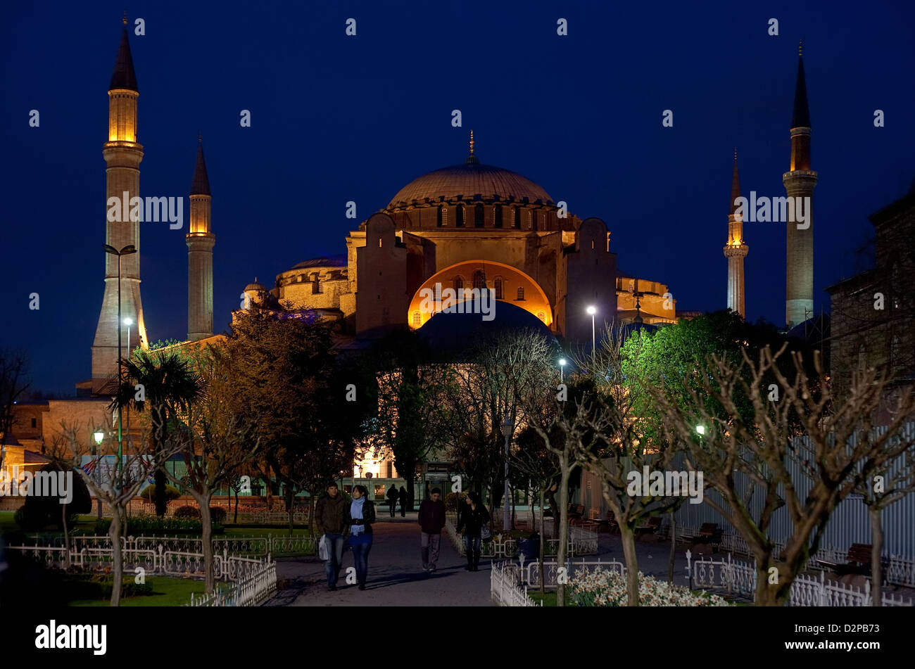 Istanbul, Turkey, overlooking the Hagia Sophia at night Stock Photo - Alamy