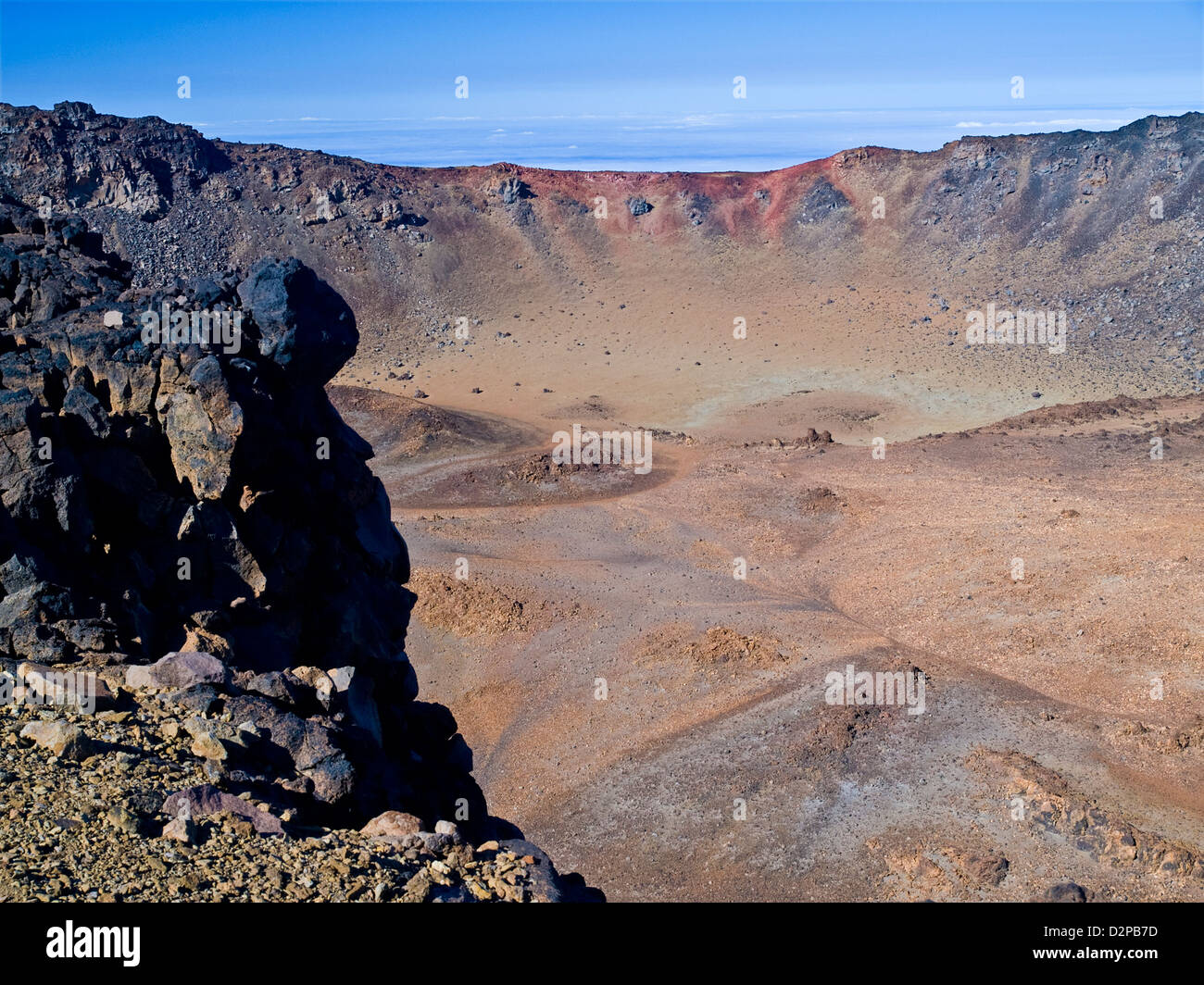 the 800m diameter  crater of volcanic Pico Viejo on Tenerife,Canary Islands, Spain Stock Photo