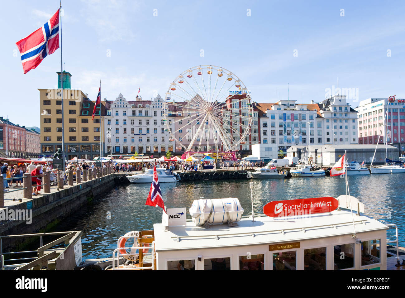 The harbour and fish market at Bergen, Norway Stock Photo