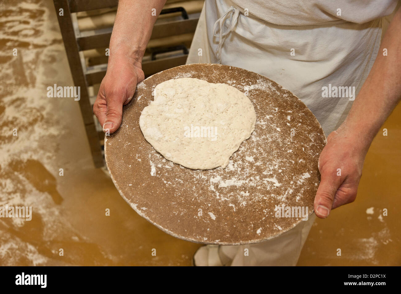 South Tyrol bakery producing traditional bred named Schuettelbrot Stock Photo