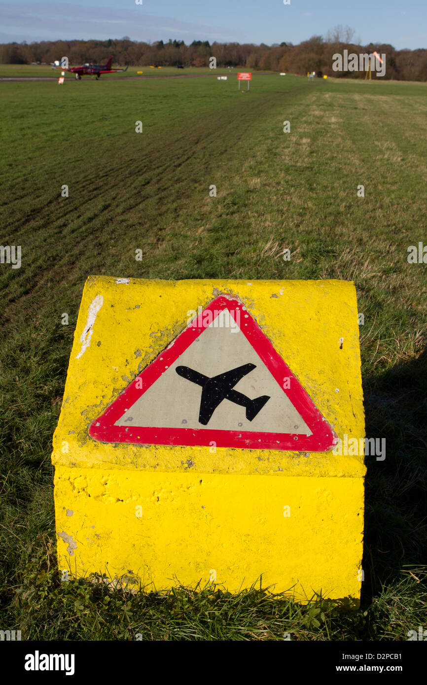 Low flying aircraft sign. Stock Photo
