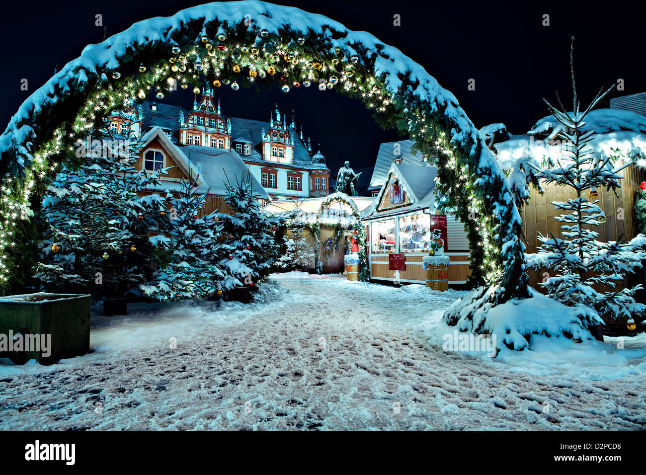 Christmas market by night in Coburg, Germany Stock Photo - Alamy