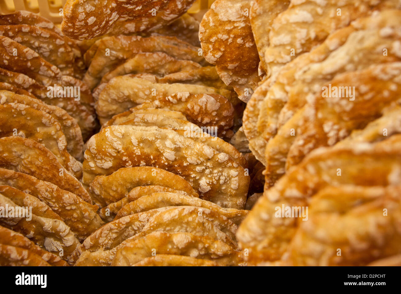South Tyrol bakery producing traditional bred named Schuettelbrot Stock Photo