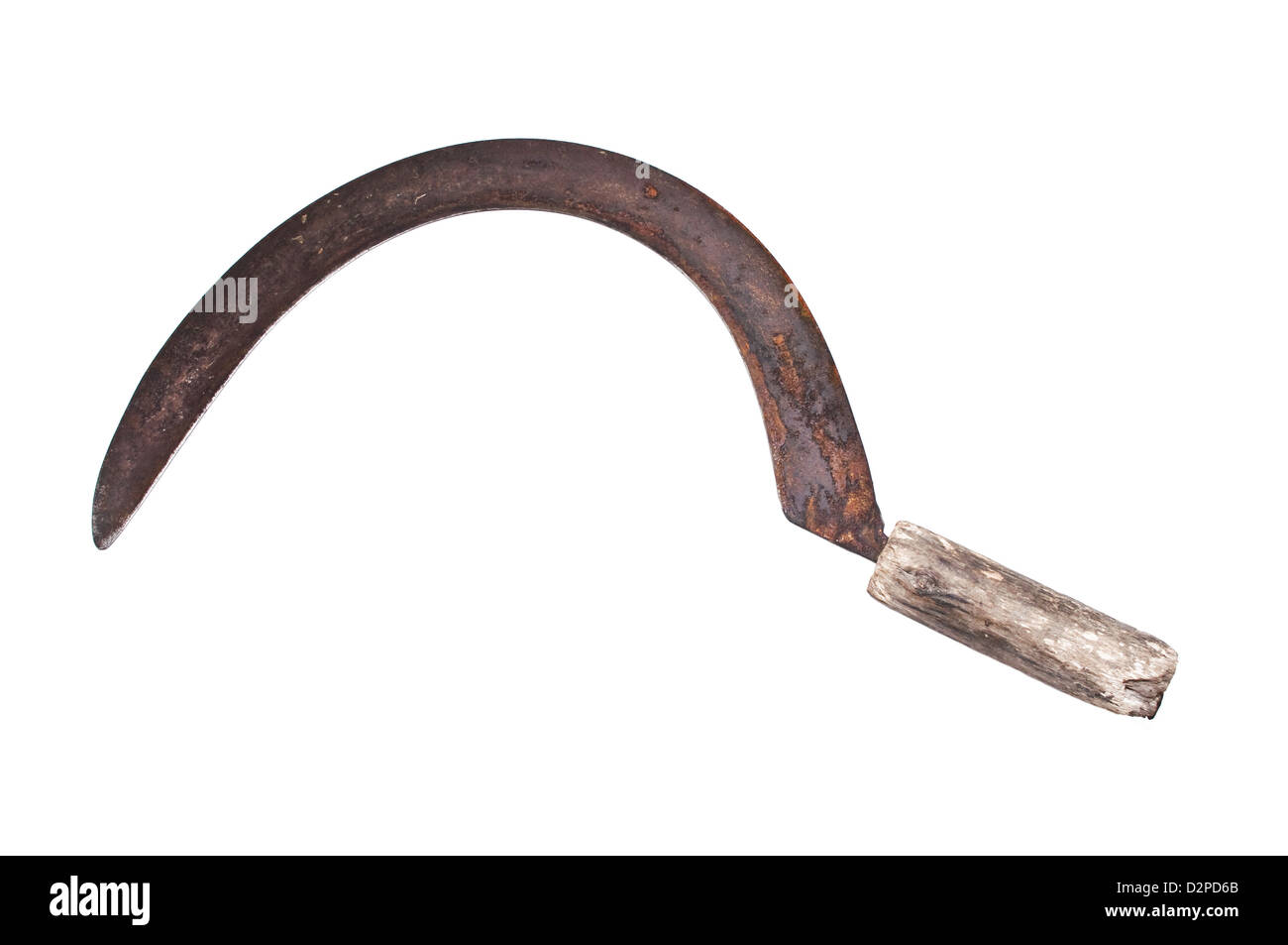 old rusty sickle isolated on white background Stock Photo