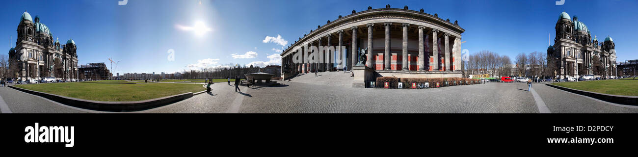440 degree panorama: Berlin Cathedral, Old Museum, Berlin Stock Photo