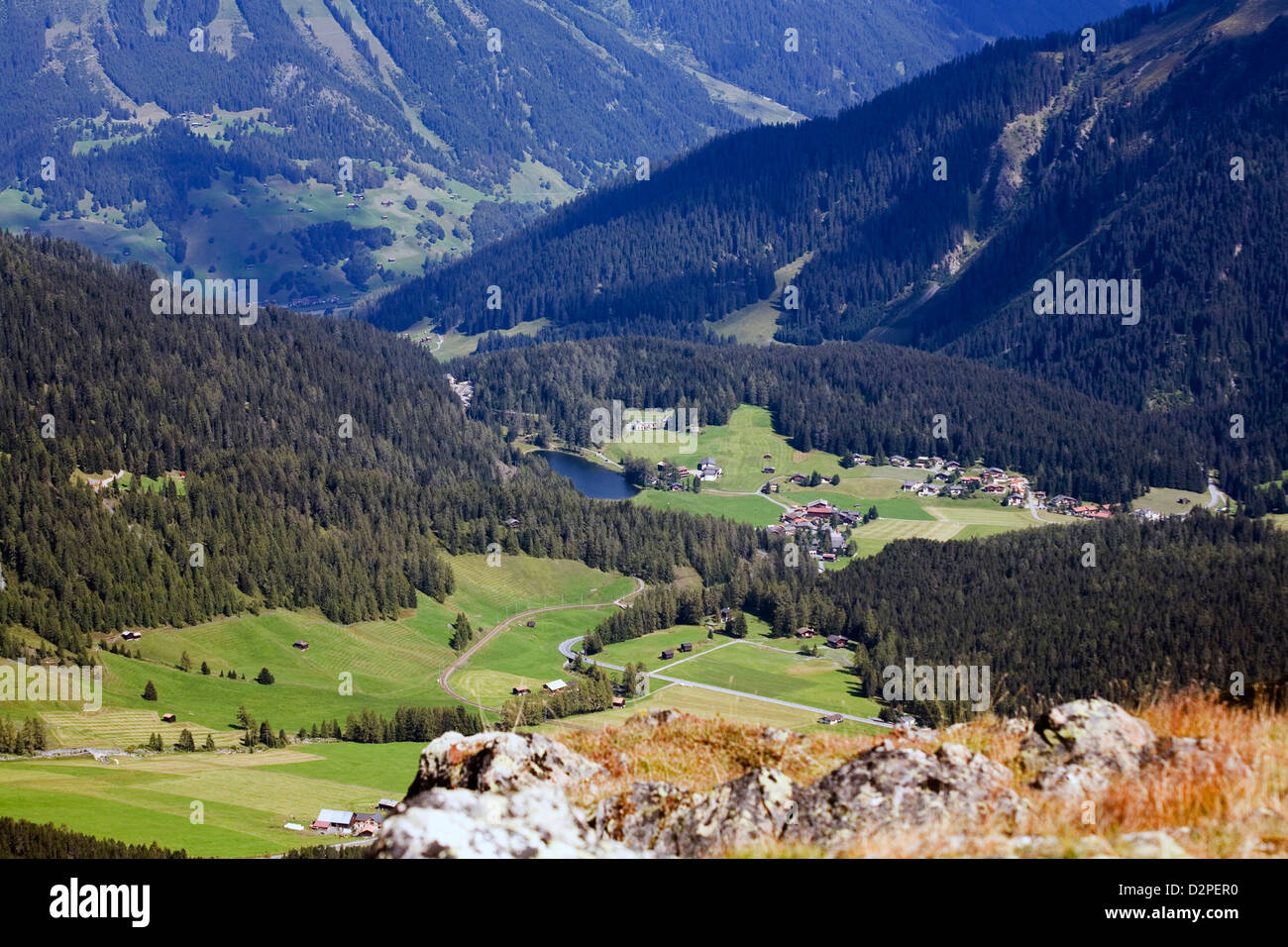 Laret in the valley between Davos and Klosters Stock Photo ...