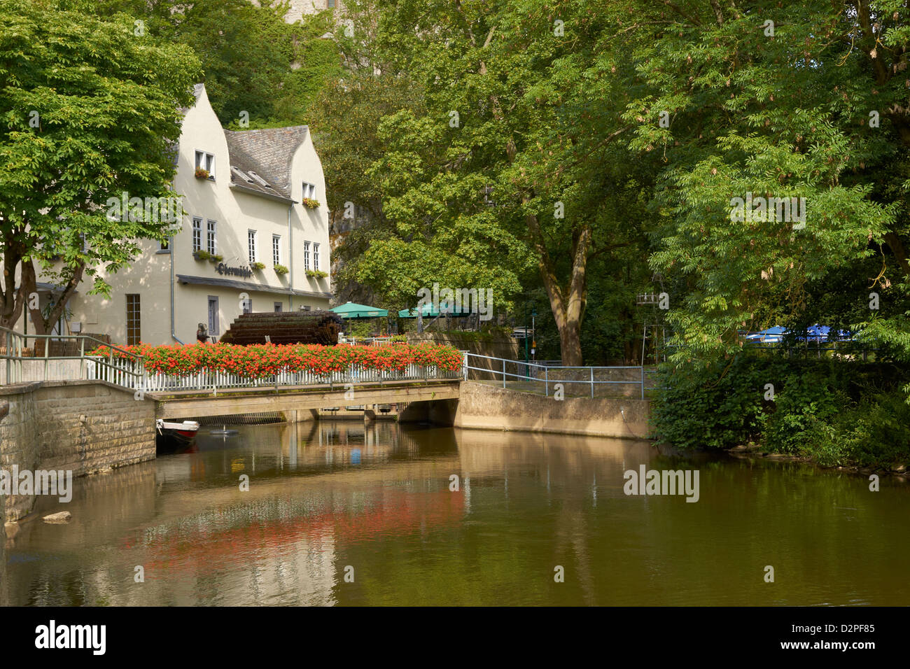 Summer on the bank of the Lahn river Stock Photo