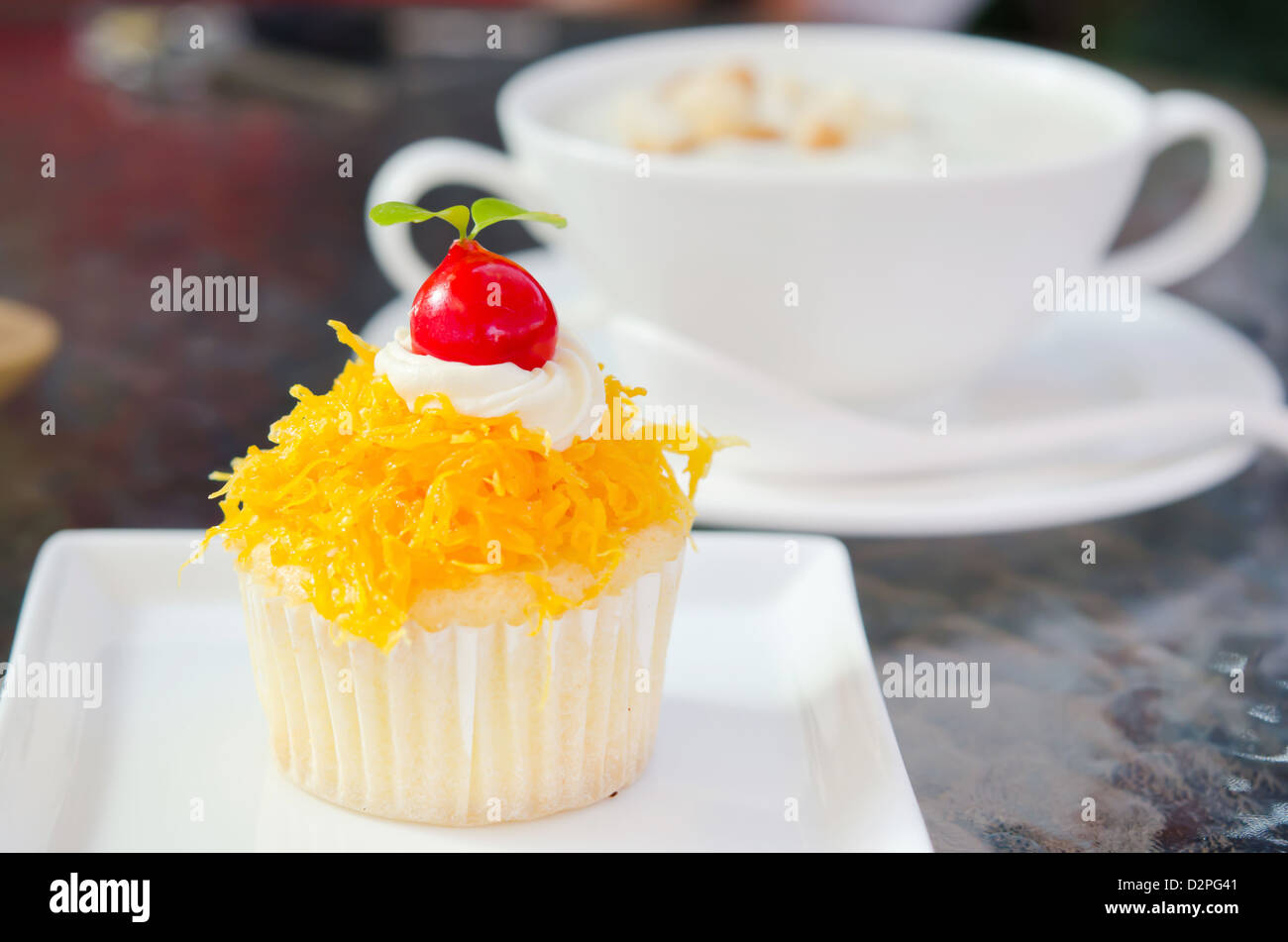 Delicious thai sweetmeat or call it ' cake foi thong' Stock Photo